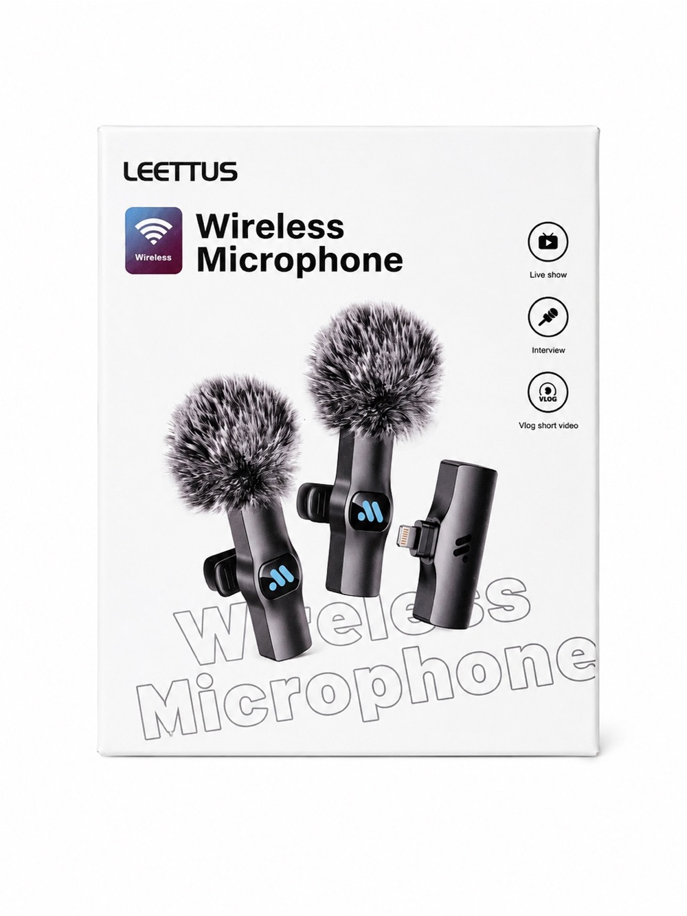 LEETTUS Wireless Lavalier Microphone – 2 Mic Set for iPhone